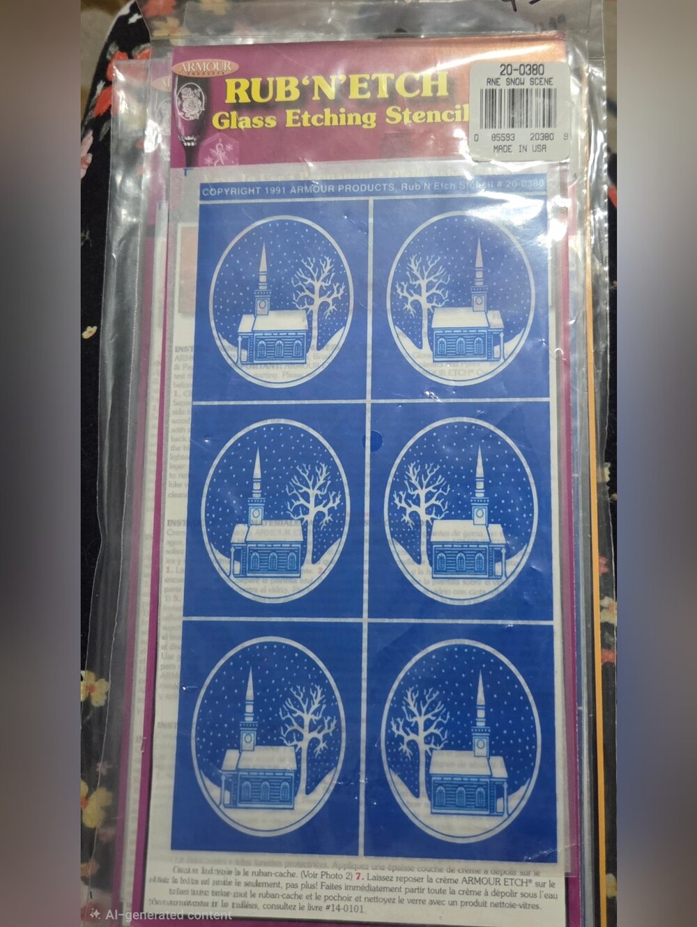Vintage 90s Armour Products Rub 'N Etch Glass Etching Stencil